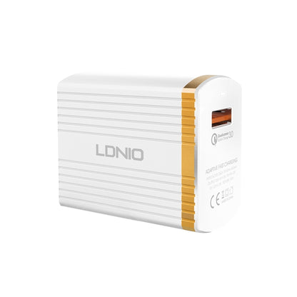 LDNIO A1302Q 2 in 1 18W QC3.0 USB Interface Grid Shape Travel Charger Mobile Phone Charger with Type-C / USB-C Data Cable, UK Plug - Mobile Accessories by LDNIO | Online Shopping UK | buy2fix
