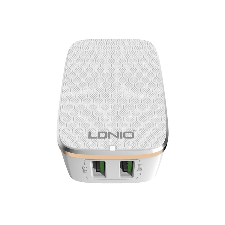 LDNIO A2204 2 in 1 12W Dual USB Interface Travel Charger Mobile Phone Charger with 8 Pin Data Cable, EU Plug - USB Charger by LDNIO | Online Shopping UK | buy2fix