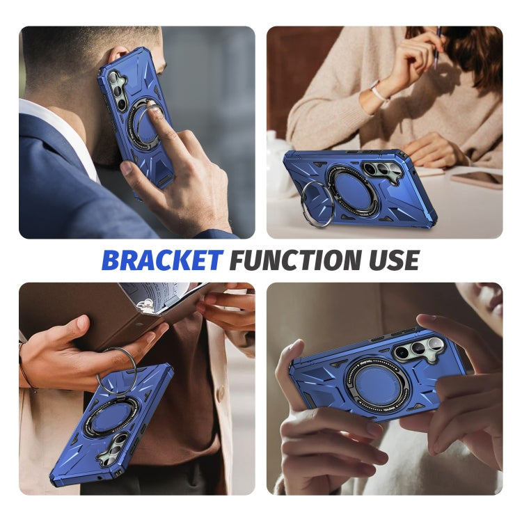 For Samsung Galaxy A15 MagSafe Magnetic Shockproof Phone Case with Ring Holder(Navy Blue) - Galaxy Phone Cases by buy2fix | Online Shopping UK | buy2fix