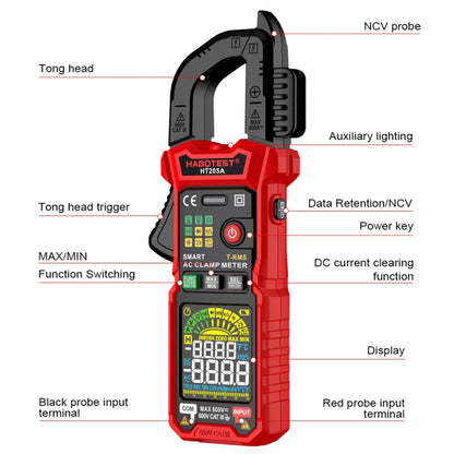 HABOTEST HT205A Multifunctional Intelligent Burn-proof Clamp Multimeter - Digital Multimeter by HABOTEST | Online Shopping UK | buy2fix