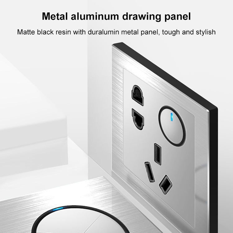 86mm Gray Aluminum Wire Drawing LED Switch Panel, Style:Two Open Dual Control - Consumer Electronics by buy2fix | Online Shopping UK | buy2fix