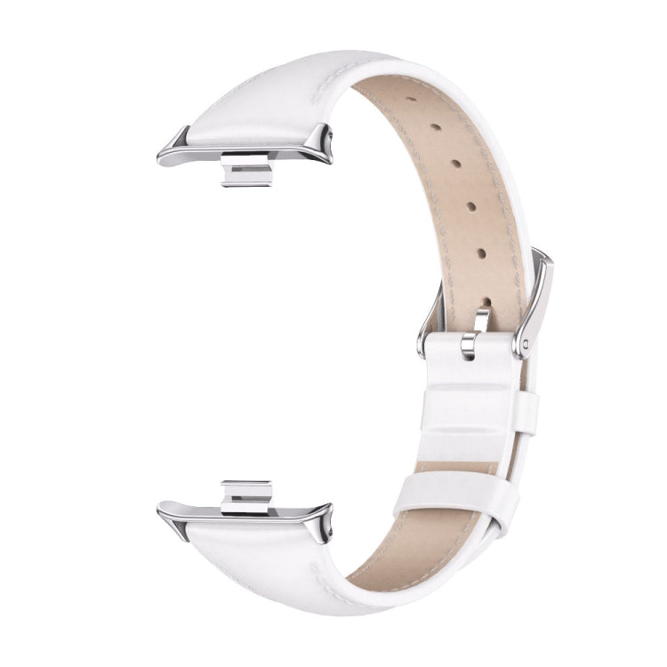 For Xiaomi Smart Band 9 Pro / 8 Pro Mijobs Genuine Leather Slim Watch Band(White Silver) - Watch Bands by MIJOBS | Online Shopping UK | buy2fix