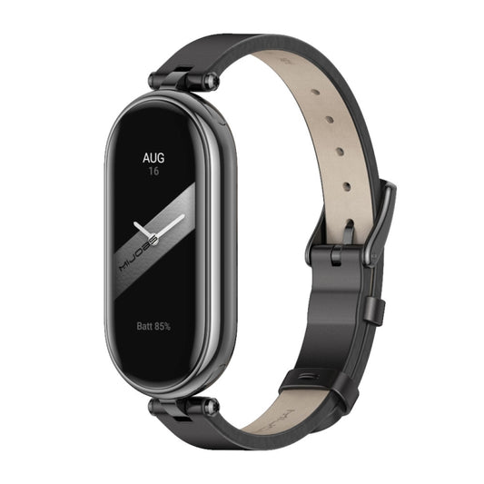 For Xiaomi Mi Band 8 / 9 / 9 NFC Mijobs First Layer Cowhide Watch Band(Black) - Watch Bands by MIJOBS | Online Shopping UK | buy2fix