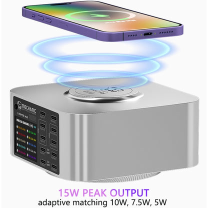 Mechanic X-Power Series Multiport Digital Display USB Charger Station with Wireless Charging, Total Power:300W(EU Plug) - Dock Charger by MECHANIC | Online Shopping UK | buy2fix