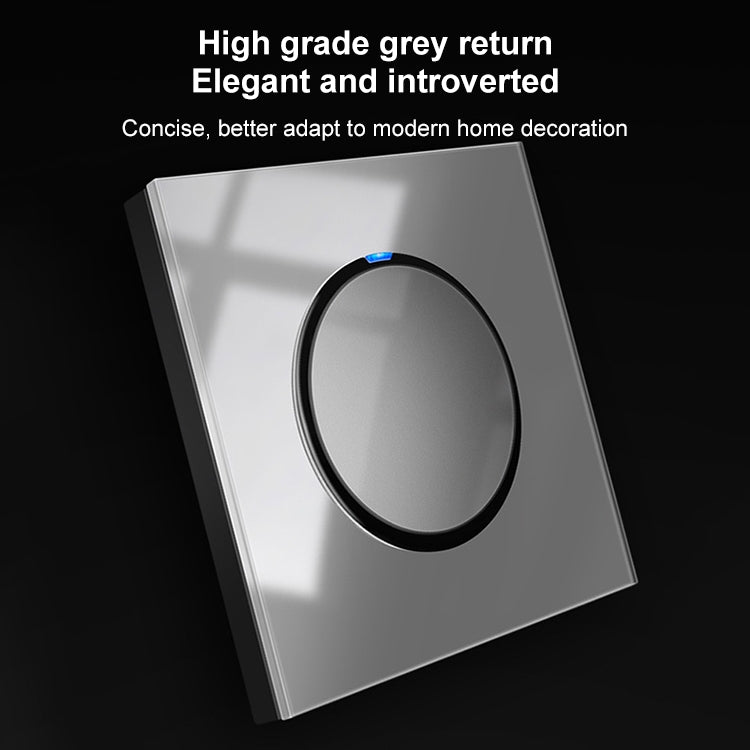 86mm Round LED Tempered Glass Switch Panel, Gray Round Glass, Style:Dual Computer Socket - Consumer Electronics by buy2fix | Online Shopping UK | buy2fix