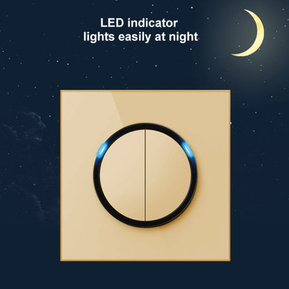 86mm Round LED Tempered Glass Switch Panel, Gold Round Glass, Style:TV Socket - Consumer Electronics by buy2fix | Online Shopping UK | buy2fix