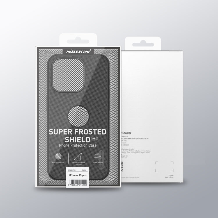 For iPhone 15 Pro Max NILLKIN Super Frosted Shield Pro Phone Protective Case With LOGO Cutout(Black) - iPhone 15 Pro Max Cases by NILLKIN | Online Shopping UK | buy2fix