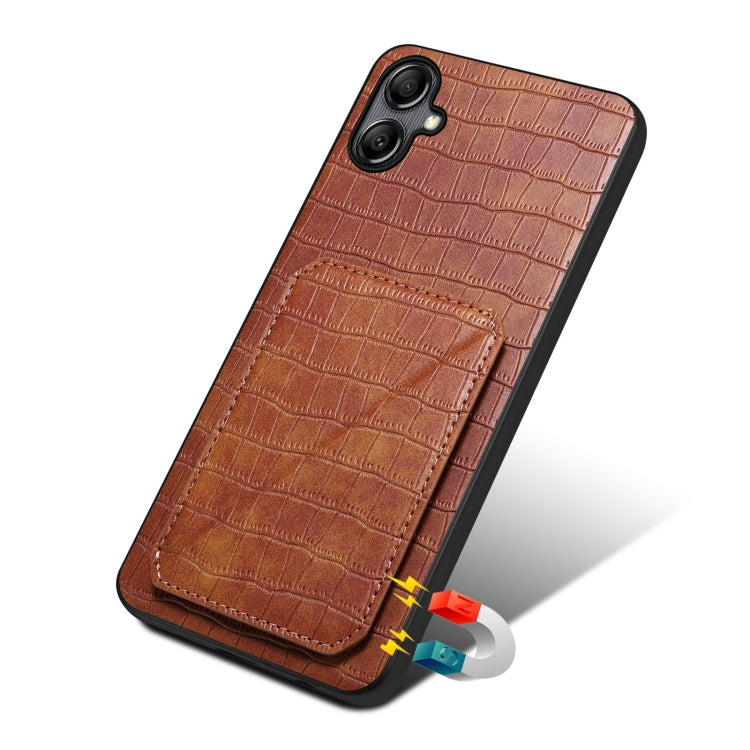 For Samsung Galaxy S23 Ultra 5G Denior Imitation Crocodile Leather Back Phone Case with Holder(Brown) - Galaxy S23 Ultra 5G Cases by Denior | Online Shopping UK | buy2fix