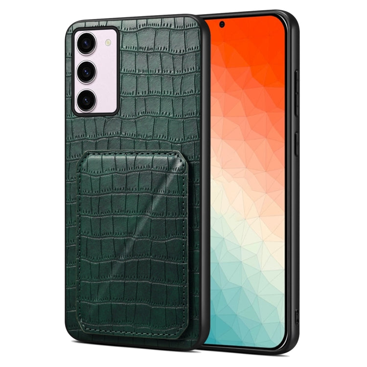 For Samsung Galaxy S24 5G Denior Imitation Crocodile Leather Back Phone Case with Holder(Green) - Galaxy S24 5G Cases by Denior | Online Shopping UK | buy2fix