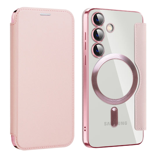 For Samsung Galaxy S24 5G MagSafe Magnetic RFID Anti-theft Leather Phone Case(Pink) - Galaxy S24 5G Cases by buy2fix | Online Shopping UK | buy2fix