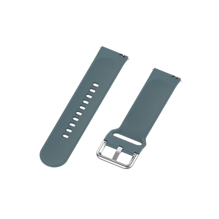 For Xiaomi Haylou Solar LS05 Silicone Solid Color Silver Buckle Watch Band, Size: 22mm(Rock Green) - Smart Wear by buy2fix | Online Shopping UK | buy2fix