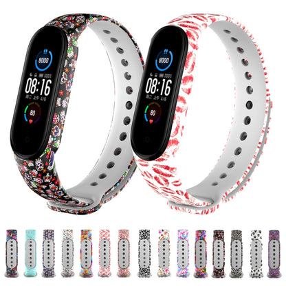 For Xiaomi Mi Band 5 TPU Watch Band(Birds and Flowers) - Smart Wear by buy2fix | Online Shopping UK | buy2fix