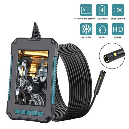 P40 8mm 1080P IP68 Waterproof 4.3 inch Highlight Screen Dual Camera Digital Endoscope, Length:5m Hard Cable - Consumer Electronics by buy2fix | Online Shopping UK | buy2fix