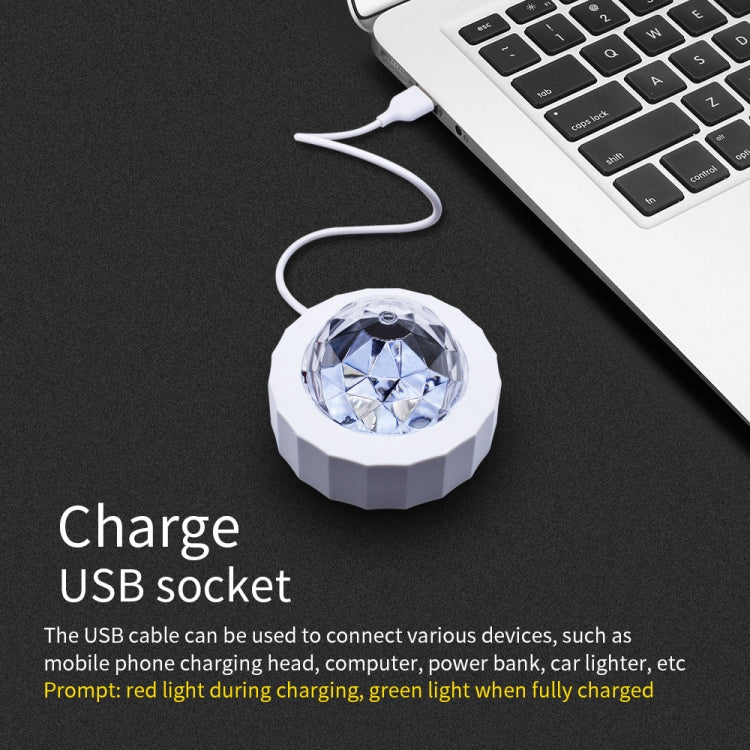 D36 3W DC 5V USB Charging Car Portable DJ Light Sound Activated Atmosphere Light Star Music Light Lamp(White) - Atmosphere lights by buy2fix | Online Shopping UK | buy2fix