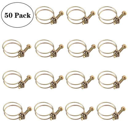 50 PCS M29 Adjustable Color Galvanized Iron Double Wire Hose Clamps - In Car by buy2fix | Online Shopping UK | buy2fix