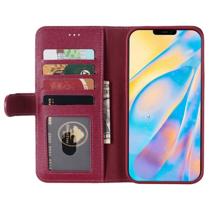 For iPhone 12 Pro Max GEBEI Top-grain Leather Horizontal Flip Protective Case with Holder & Card Slots & Wallet & Photo Frame(Wine Red) - iPhone 12 Pro Max Cases by GEBEI | Online Shopping UK | buy2fix