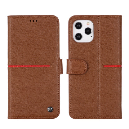 For iPhone 12 Pro Max GEBEI Top-grain Leather Horizontal Flip Protective Case with Holder & Card Slots & Wallet & Photo Frame(Brown) - iPhone 12 Pro Max Cases by GEBEI | Online Shopping UK | buy2fix