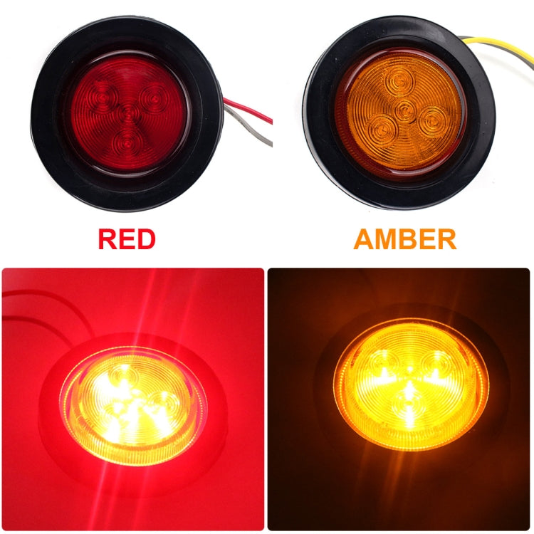 8 PCS Truck Trailer Red & Amber LED 2 inch Round Side Marker Clearance Tail Light Kits with Heat Shrink Tube - Fog / Driving Lights by buy2fix | Online Shopping UK | buy2fix