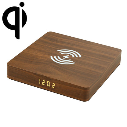 W50 Wooden Clock Wireless Charger (Brown Wood) - Apple Accessories by buy2fix | Online Shopping UK | buy2fix