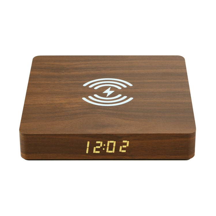 W50 Wooden Clock Wireless Charger (Brown Wood) - Apple Accessories by buy2fix | Online Shopping UK | buy2fix