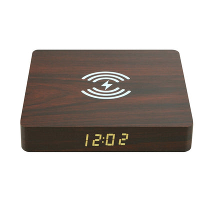 W50 Wooden Clock Wireless Charger (Walnut) - Apple Accessories by buy2fix | Online Shopping UK | buy2fix