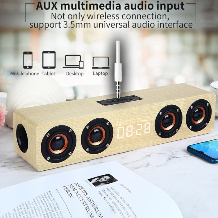 W8C Wooden Clock Subwoofer Bluetooth Speaker, Support TF Card & U Disk & 3.5mm AUX(Brown Wood) - Desktop Speaker by buy2fix | Online Shopping UK | buy2fix