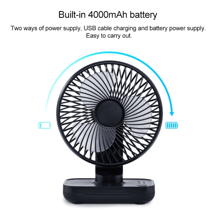 D606 4W USB Rechargeable Portable Four-speed Adjustable Desktop Fan(Black) - Consumer Electronics by buy2fix | Online Shopping UK | buy2fix