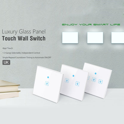 WS-UK-03 EWeLink APP & Touch Control 2A 3 Gangs Tempered Glass Panel Smart Wall Switch, AC 90V-250V, UK Plug - Smart Socket by buy2fix | Online Shopping UK | buy2fix