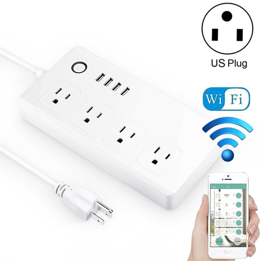 4 x USB Ports + 4 x US Plug Jack WiFi Remote Control Smart Power Socket Works with Alexa & Google Home, AC 110-240V, US Plug - Consumer Electronics by buy2fix | Online Shopping UK | buy2fix