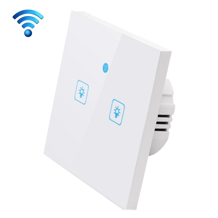 WS-EU-02 EWeLink APP & Touch Control 2A 2 Gangs Tempered Glass Panel Smart Wall Switch, AC 90V-250V, EU Plug - Consumer Electronics by buy2fix | Online Shopping UK | buy2fix