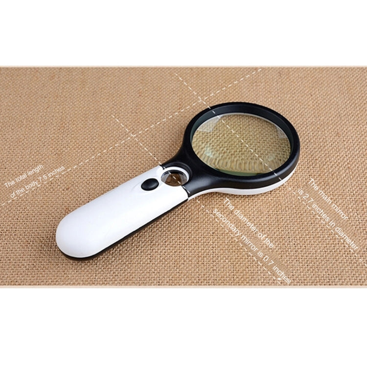 Reading Visual Magnifier with 3 LED Light, Mini Portable 3-45X Handheld Reading Visual Magnifier with 3 LED Light(White) - Hand Held Style by buy2fix | Online Shopping UK | buy2fix