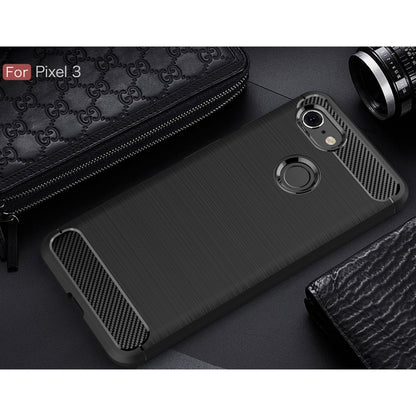 Brushed Texture Carbon Fiber Shockproof TPU Case for Google Pixel 3(Black) - Mobile Accessories by buy2fix | Online Shopping UK | buy2fix