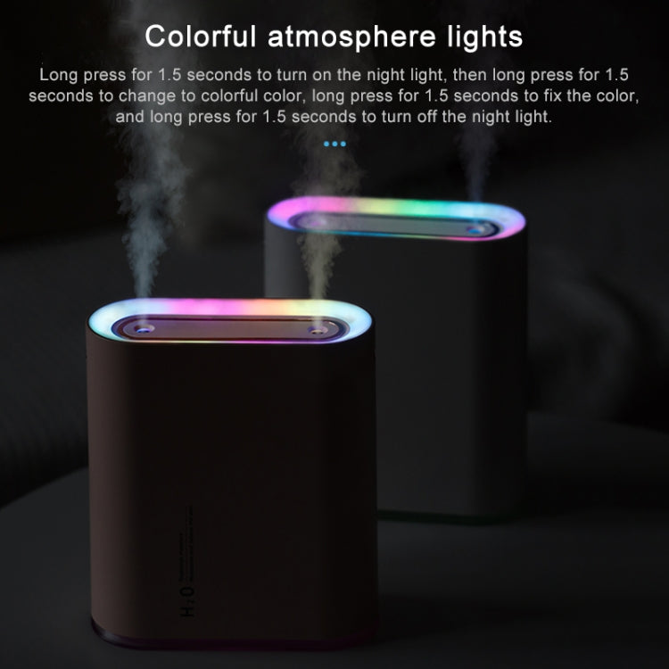 Y10 Runway Dual Jet Humidifier Colorful Marquee Night Light 1L Air Purifier for Home Office(White) - Home & Garden by buy2fix | Online Shopping UK | buy2fix