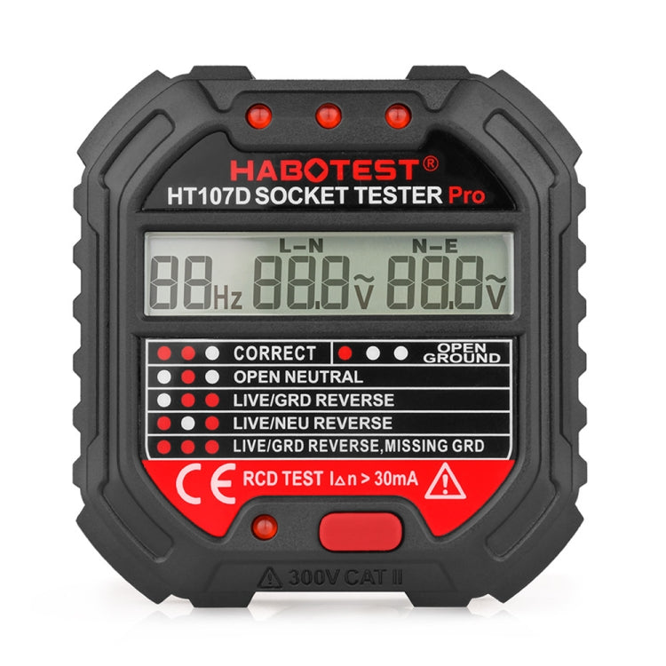 HABOTEST HT107D Multifunctional Digital Display Socket Tester (EU Plug) - Current & Voltage Tester by HABOTEST | Online Shopping UK | buy2fix