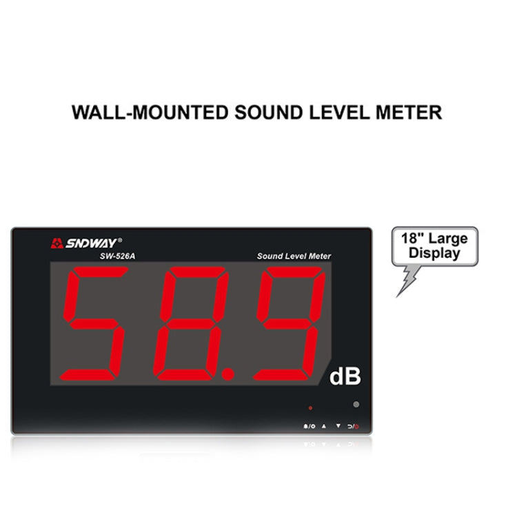 SNDWAY SW526A Wall-mounted DB Sound Level Meter Noise Tester with Large Screen 18-inch Display - Light & Sound Meter by SNDWAY | Online Shopping UK | buy2fix