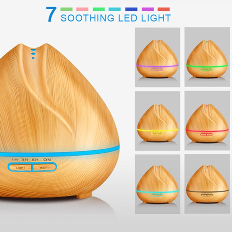 Peach Shape Wood Grain Remote Control Ultrasonic Humidifier Aromatherapy Machine Automatic Alcohol Sprayer with LED Lights, Capacity: 400mL, AU Plug (Light Wood Color) - Home & Garden by buy2fix | Online Shopping UK | buy2fix