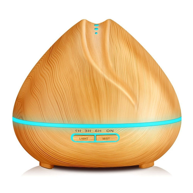 Peach Shape Wood Grain Remote Control Ultrasonic Humidifier Aromatherapy Machine Automatic Alcohol Sprayer with LED Lights, Capacity: 400mL, US Plug (Light Wood Color) - Home & Garden by buy2fix | Online Shopping UK | buy2fix