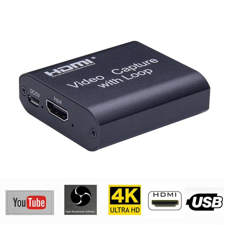 USB 2.0 to HDMI 4K HD Video Capture with Loop (Black) - Consumer Electronics by buy2fix | Online Shopping UK | buy2fix