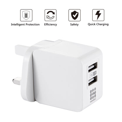 9 PCS HAWEEL UK Plug 2 USB Ports 1A / 2.1A Travel Charger Kits with Display Stand Box, For iPhone, Galaxy, Huawei, Xiaomi, LG, HTC and other Smartphones - Mobile Accessories by buy2fix | Online Shopping UK | buy2fix