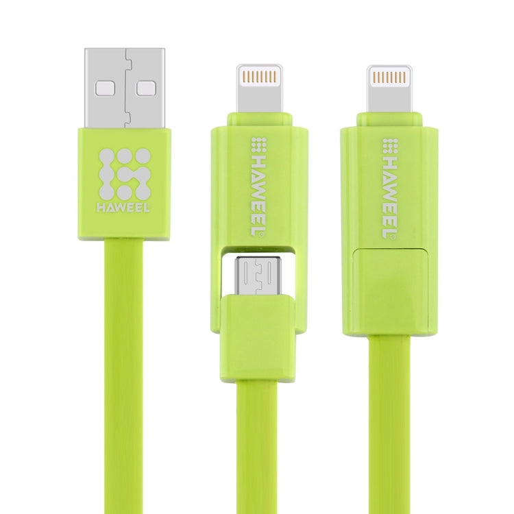 HAWEEL 1m 2 in 1 Micro USB & 8 Pin to USB Data Sync Charge Cable(Green) - Multifunction Cable by buy2fix | Online Shopping UK | buy2fix