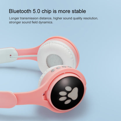 B30 Cat Paw Cat Ears Colorful Luminous Foldable Bluetooth Headset with 3.5mm Jack & TF Card Slot(Pink) - Headset & Headphone by buy2fix | Online Shopping UK | buy2fix