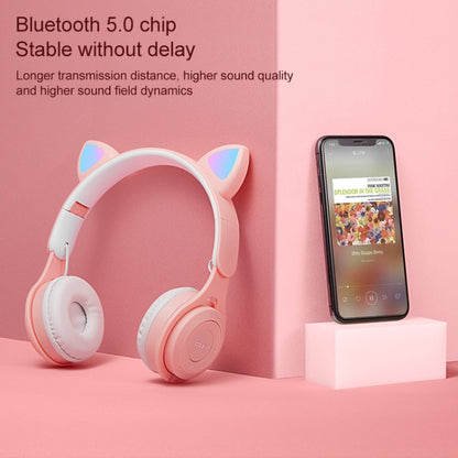 M6 Luminous Cat Ears Pure-color Foldable Bluetooth Headset with 3.5mm Jack & TF Card Slot (Blue) - Headset & Headphone by buy2fix | Online Shopping UK | buy2fix