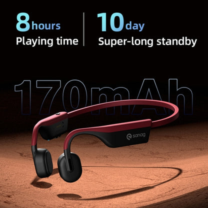 Sanag A9S Bone Conduction Bluetooth 5.1 HiFi Sports Earphone (Red Black) - Sport Earphone by Sanag | Online Shopping UK | buy2fix