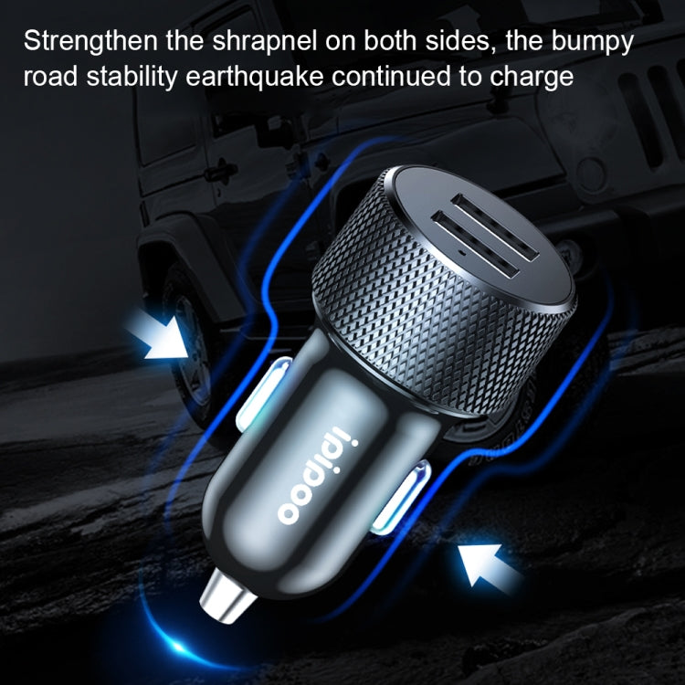 ipipoo XP-2 Dual USB Car Fast Charging Charger with Android Line(Black) - In Car by ipipoo | Online Shopping UK | buy2fix