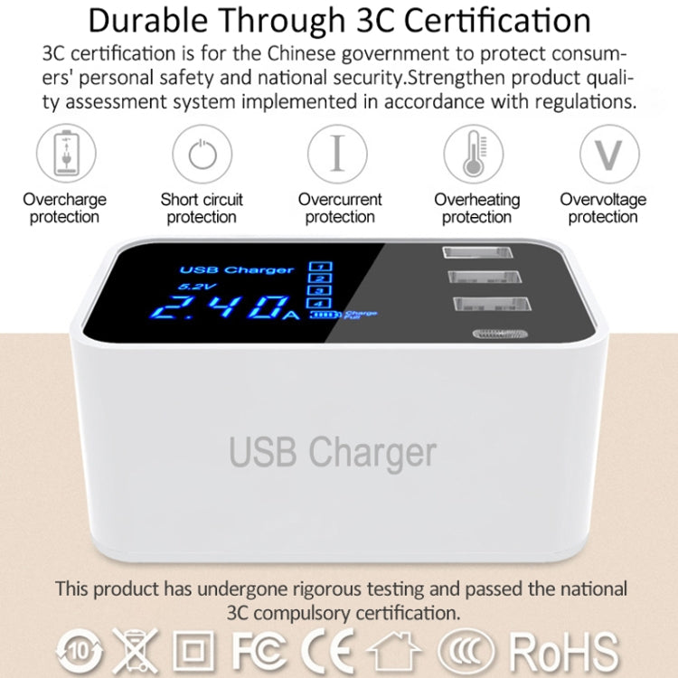 CDA30 20W 3 USB Ports + USB-C / Type-C Ports Multi-function Charger with LED Display, UK Plug - Multifunction Charger by buy2fix | Online Shopping UK | buy2fix