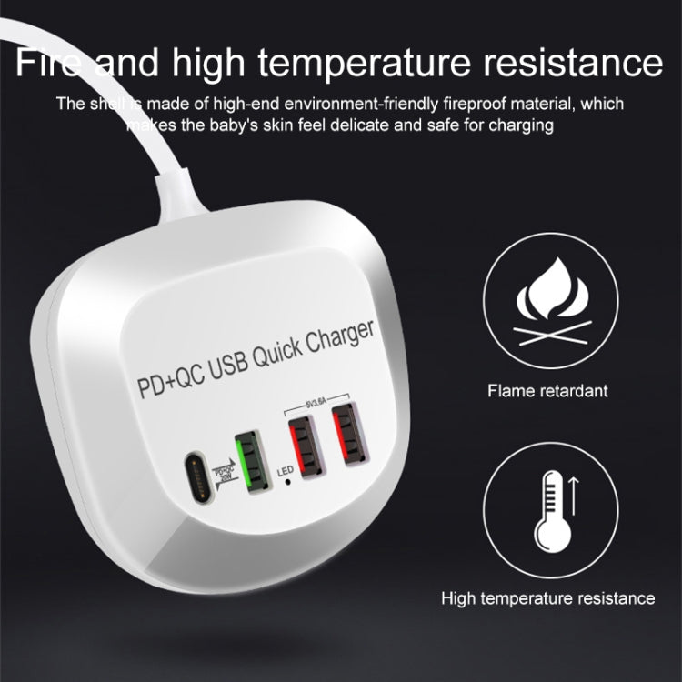 WLX-T3P 4 In 1 PD + QC Multi-function Smart Fast Charging USB Charger(UK Plug) - Multifunction Charger by buy2fix | Online Shopping UK | buy2fix