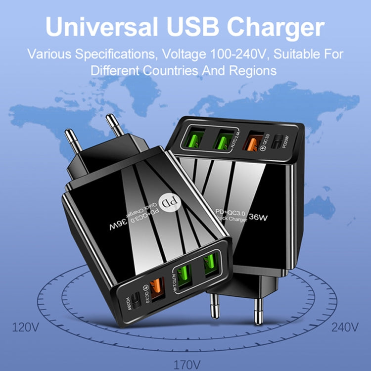 FLOVEME 210BL2008 PD20W+QC3.0+2.4A Dual USB 36W Fast Charge Mobile Phone Charger, US Plug (White) - Apple Accessories by FLOVEME | Online Shopping UK | buy2fix