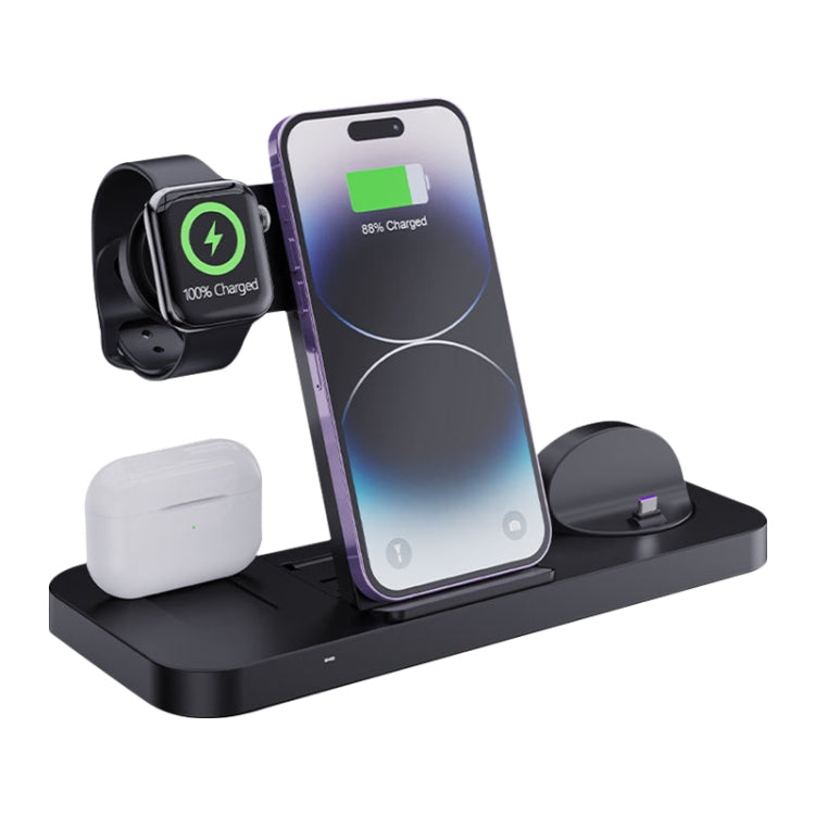 6 in 1 Multifunctional Foldable Vertical Wireless Charger (Black) - Wireless Charger by buy2fix | Online Shopping UK | buy2fix