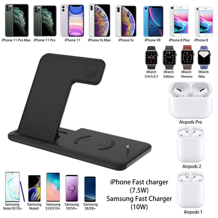 Q20 4 In 1 Wireless Charger Charging Holder Stand Station with Adapter For iPhone / Apple Watch / AirPods, Support Dual Phones Charging (White) - Apple Accessories by buy2fix | Online Shopping UK | buy2fix