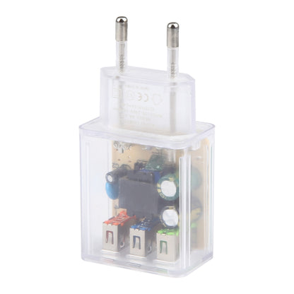 64-222 2A Three USB Transparent Charger, specification: EU Plug - USB Charger by buy2fix | Online Shopping UK | buy2fix